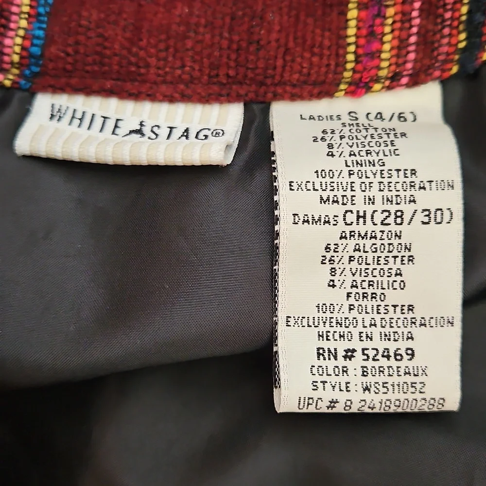 White Stag Tapestry Jacket Womens Small Vintage Slouchy Global Eclectric Pockets